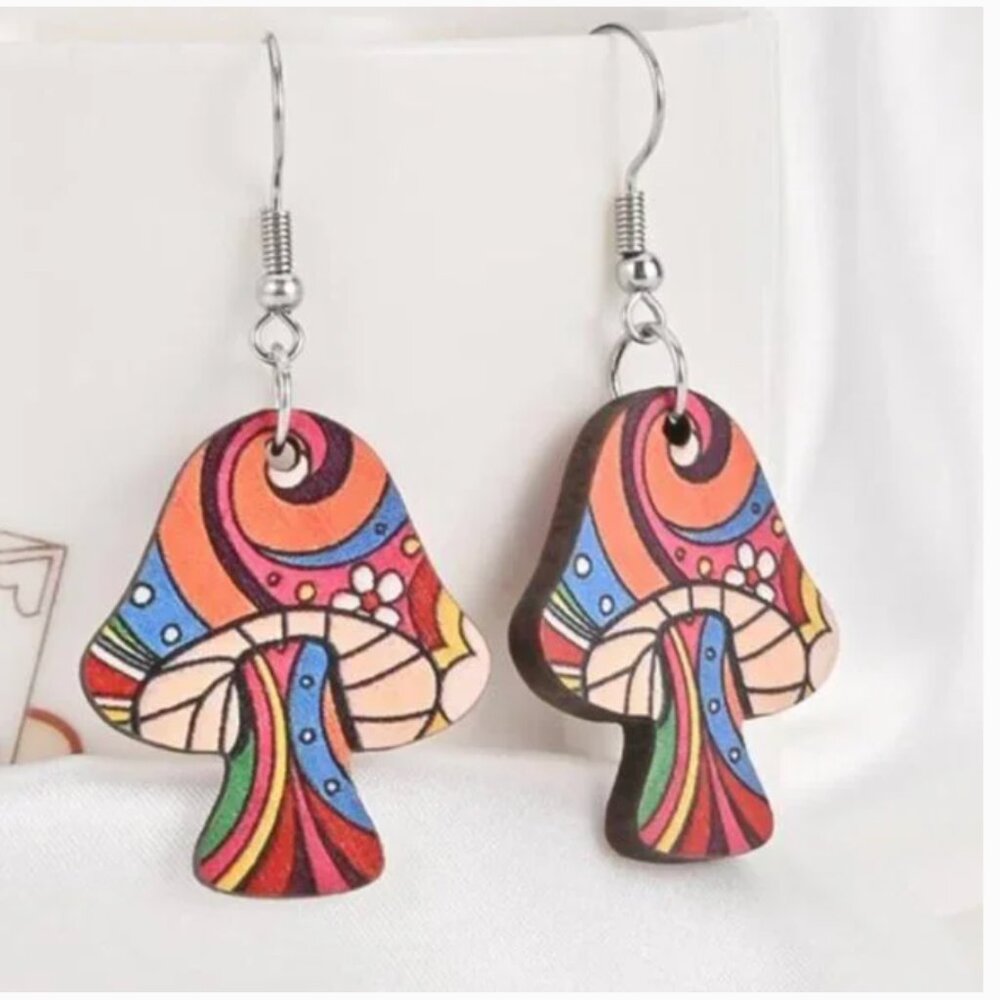 ⭐️❤️FREE Spiral Mushroom Disco Flower Floral Chic Glam Party Modern Hip Earrings